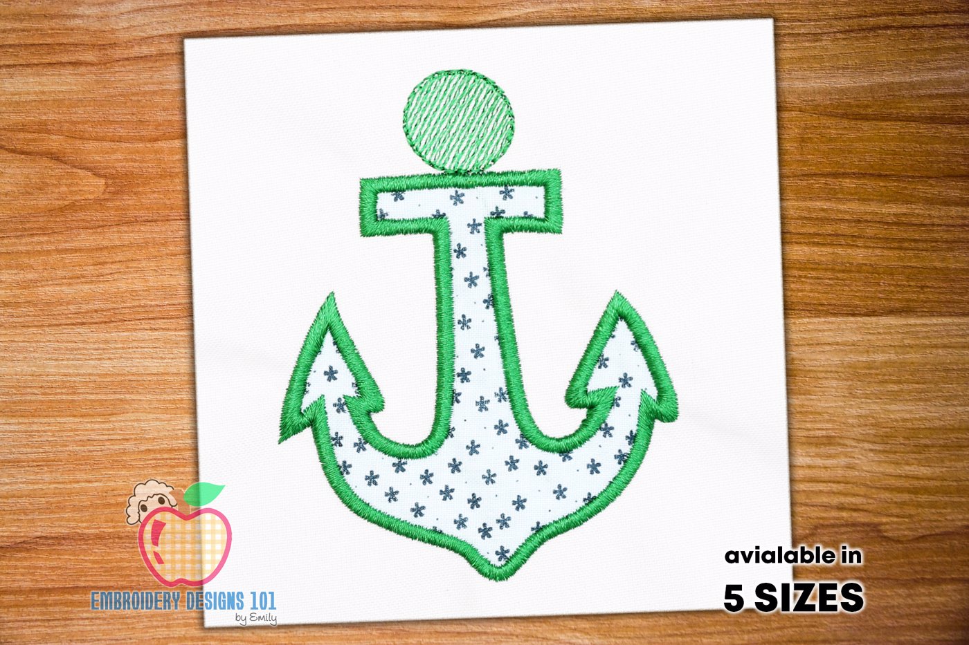 Green Colored Big Anchor Hook Applique