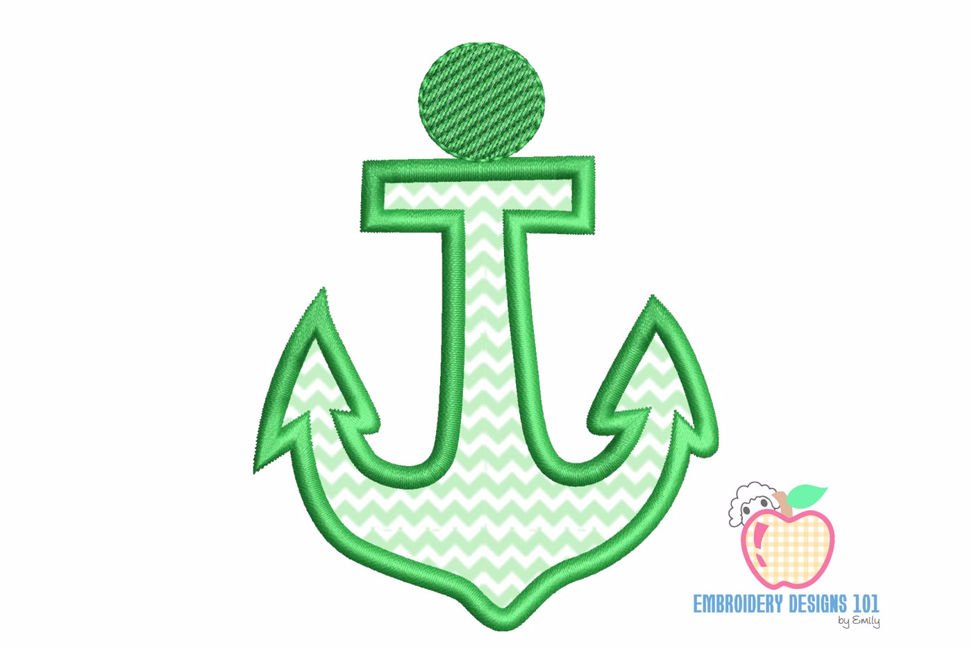 Green Colored Big Anchor Hook Applique