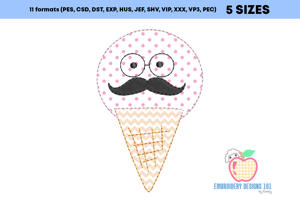 Hipster Ice Cream Applique For Kids