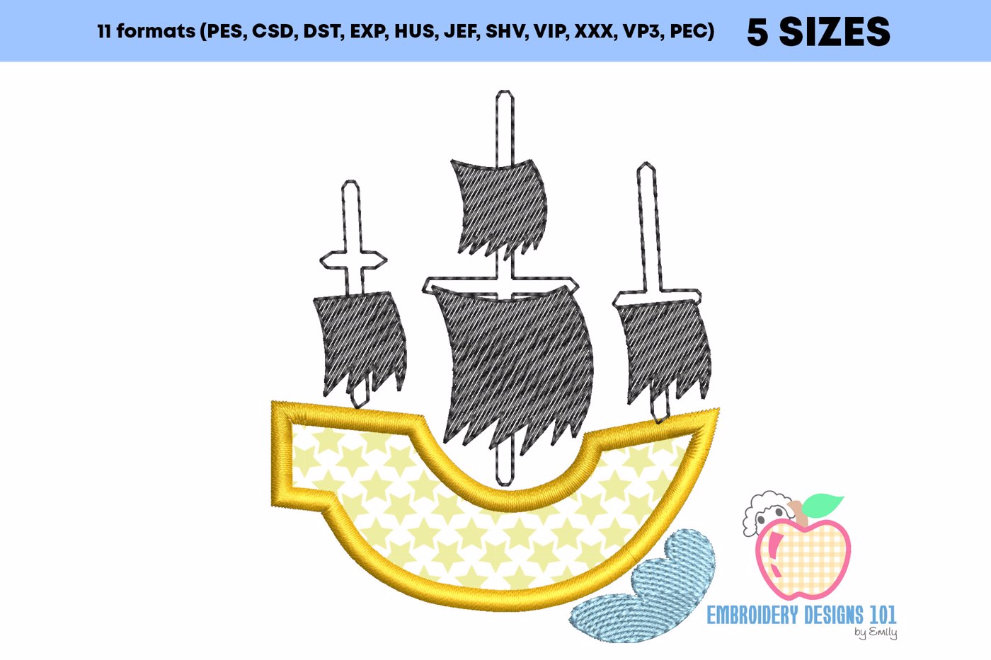Pirate Ship Applique Pattern