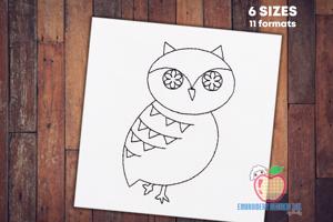 An Owl With Black And White Outline Running Line