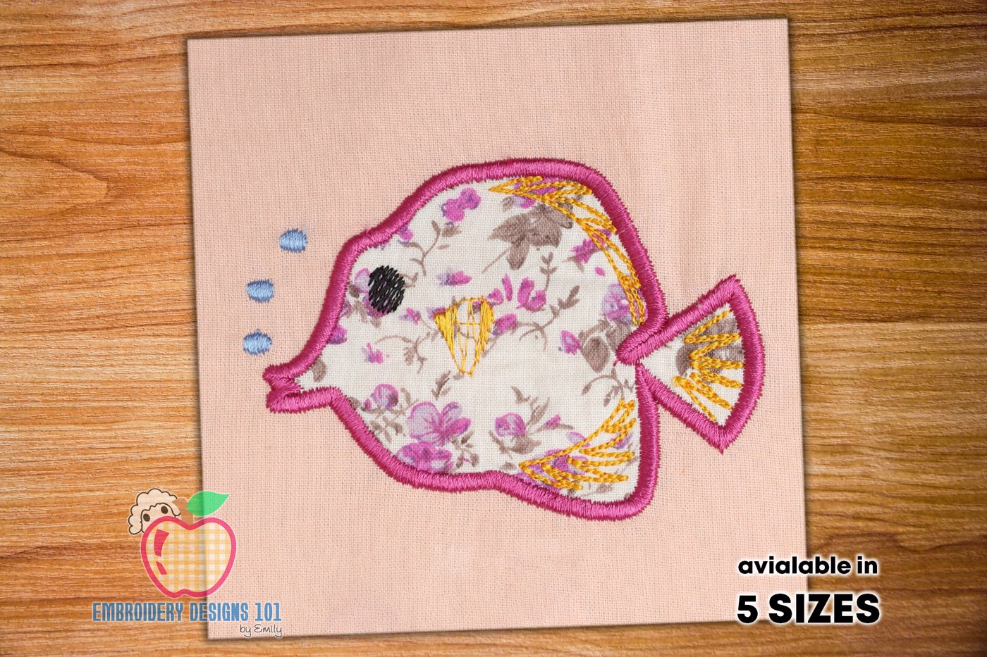 Cartoon fish with air bubbles Applique Design