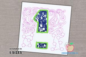 1st Birthday Split Frame Applique