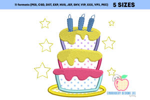Layered Birthday Cake Applique for Kids