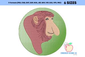 Proboscis Monkey Face in Circle Quick Stitch