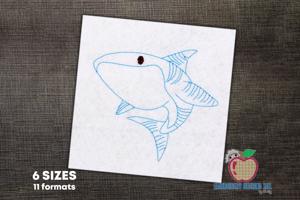 Shark with open mouth Sketch Embroidery