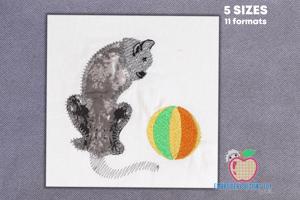 Cat Play With Ball Embroidery Applique