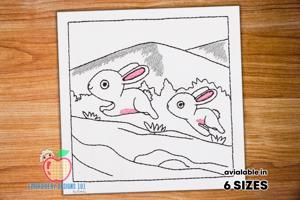 Two Bunny Running on Grass Quick Stitch