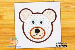 Cute Bear Face Applique Design