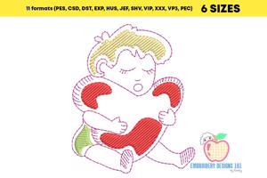 Cute Little Boy Holding Heart Quick Stitch
