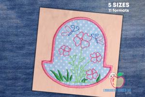 Colorful Spring Flowers with butterfly Applique Pattern