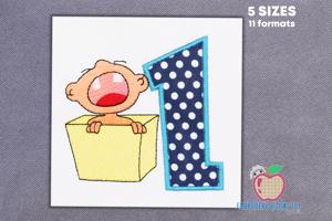 The Little Baby Crying In The Box Applique Design