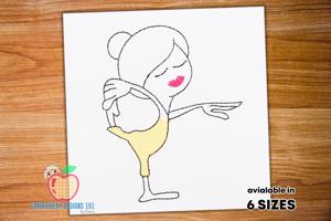 A Girl Doing Yoga Made As Cartoon Quick Stitch