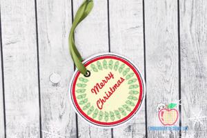 Merry Christmas Lettering in Vintage Style Ornament Embroidery