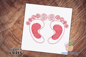 Newborn Baby Feet Sketch Embroidery