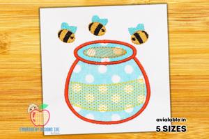 Honey Pot with Bees Applique for kids