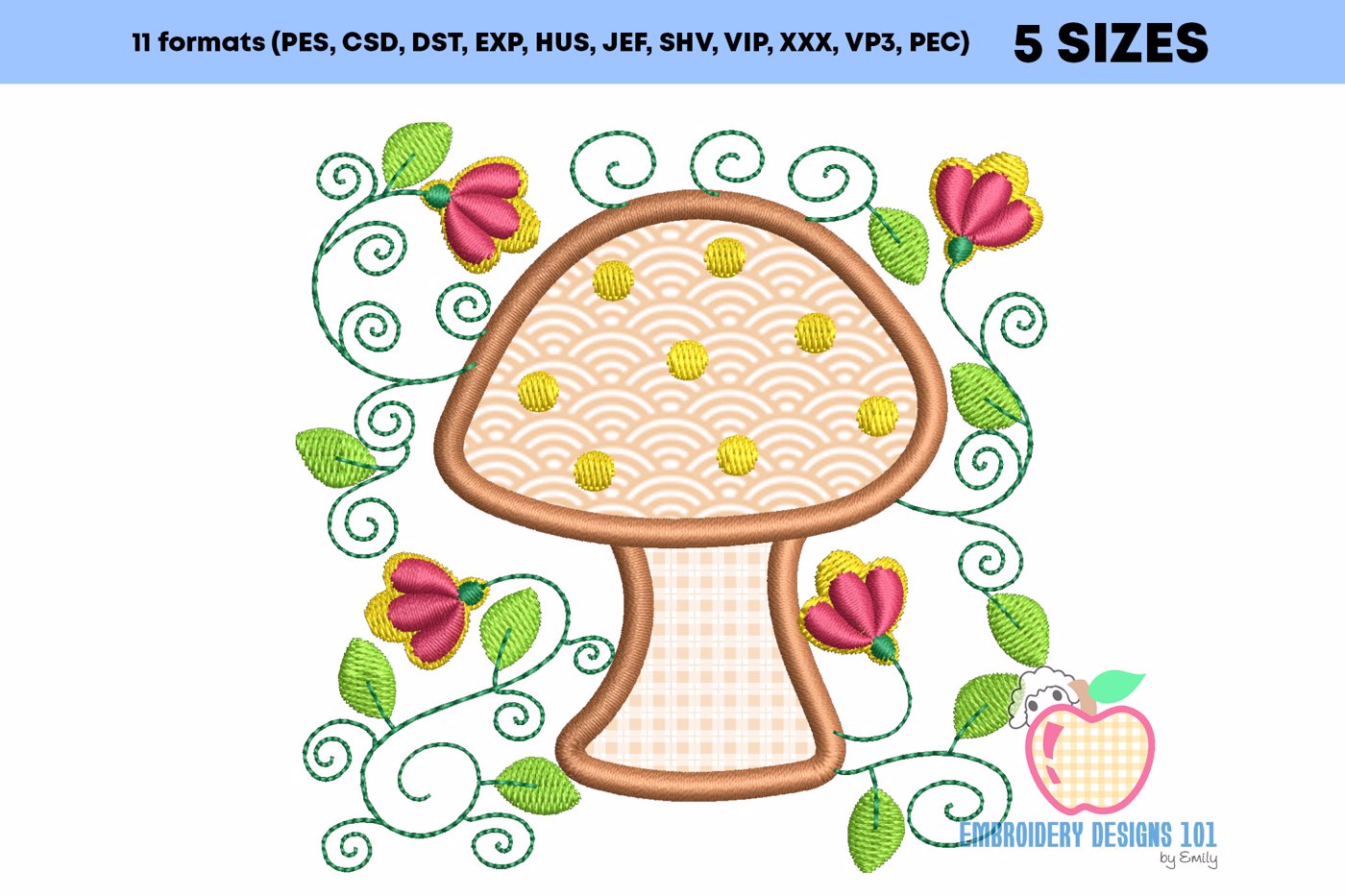 Mushroom With Floral Design Applique