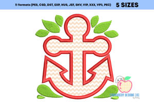 Ship Anchor Embroidery Applique Design