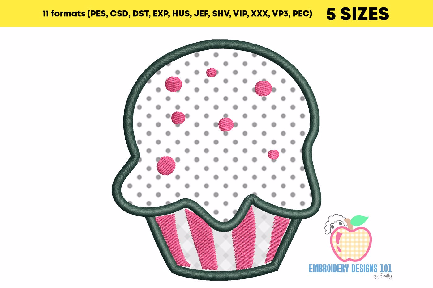 Sweet And Tasty Cup Cake Embroidery Design