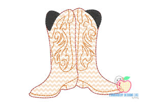 Cowboy Boots Applique Embroidery Design