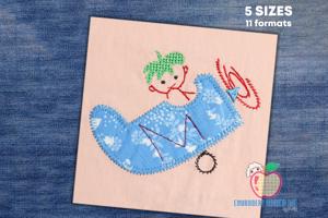 Cute Little Pilot Embroidery Applique Design