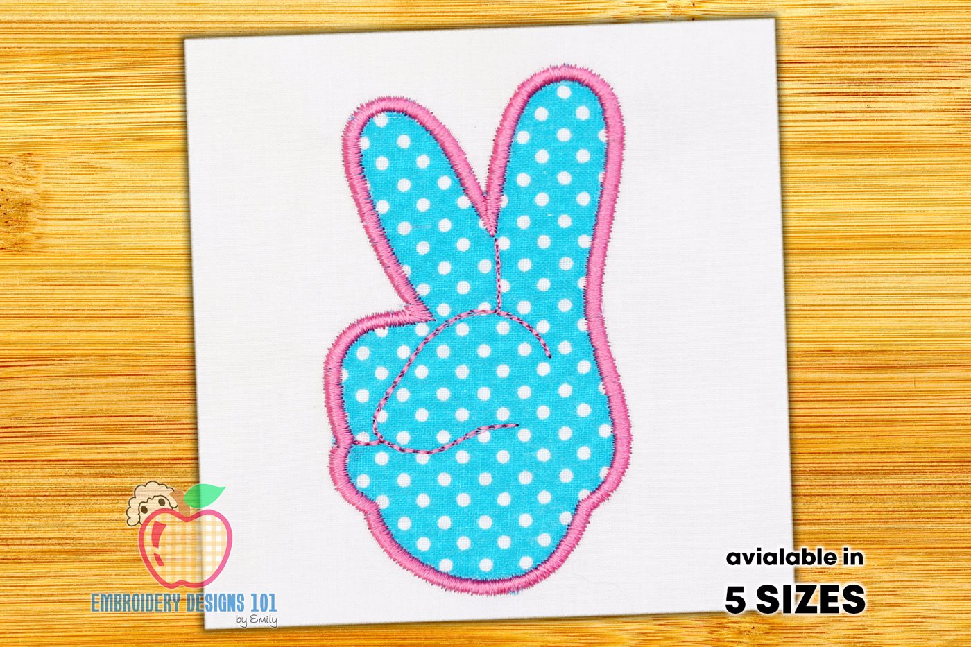 Hand Peace Sign Applique Design