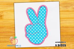 Hand Peace Sign Applique Design