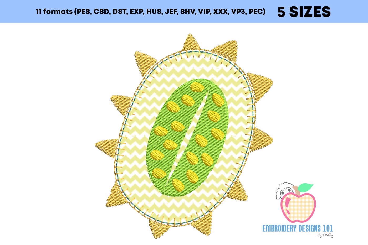 Kiwano With A Seed Embroidery Design