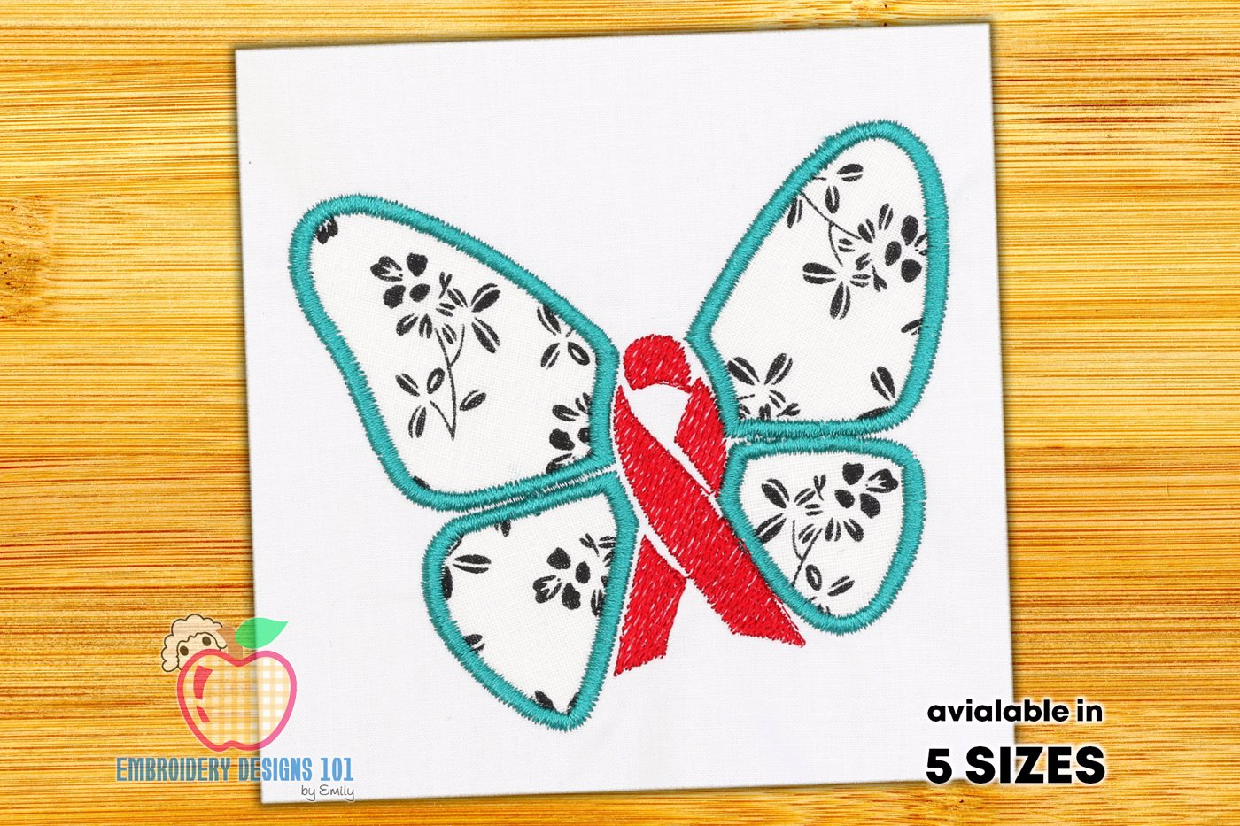 Butterfly in Brest cancer awareness ribbon applique