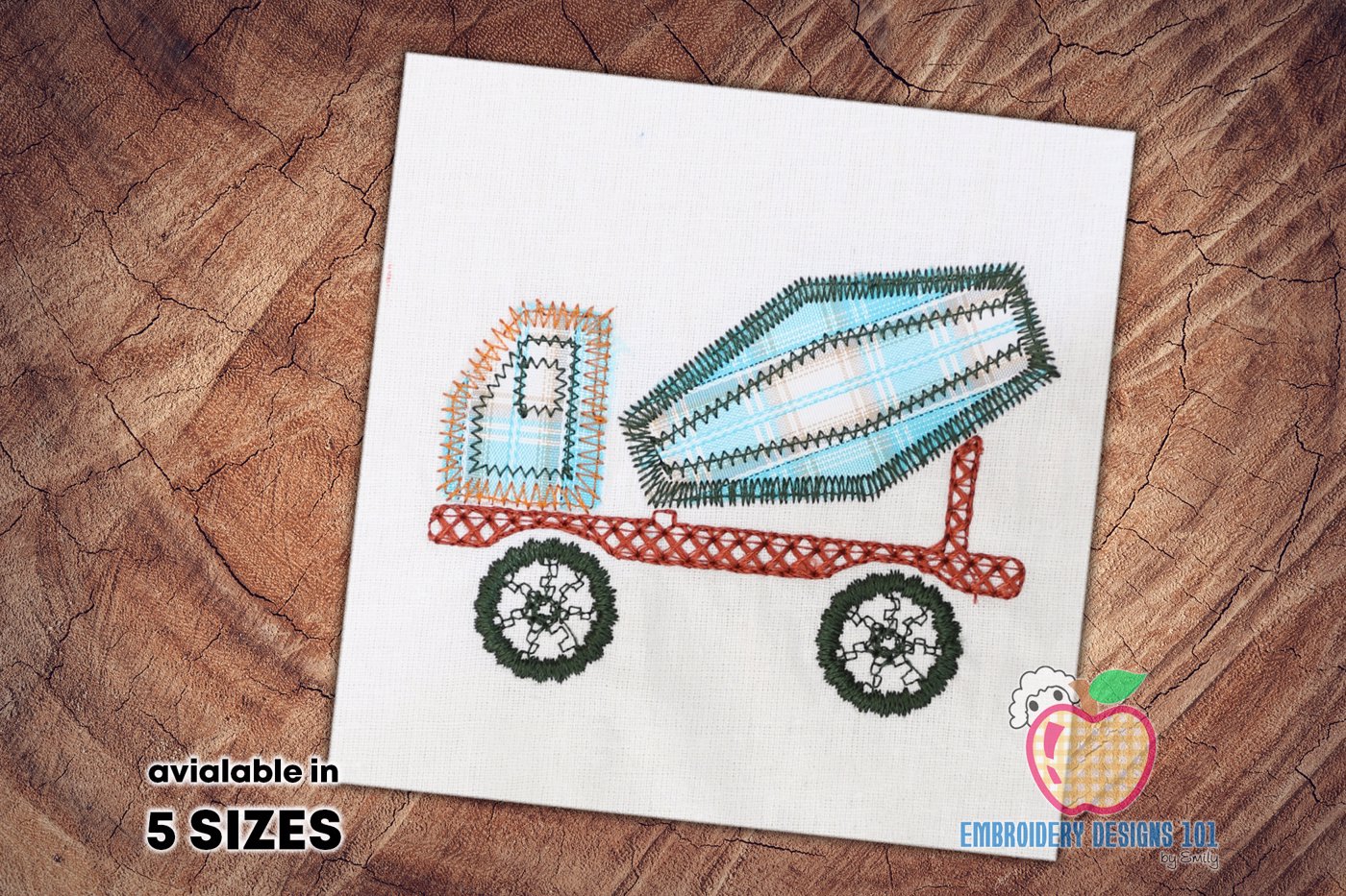 Cement Mixer Truck.Embroidery Design