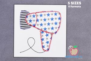 Hair Dryer In Red Blue Color Applique Embroidery Design
