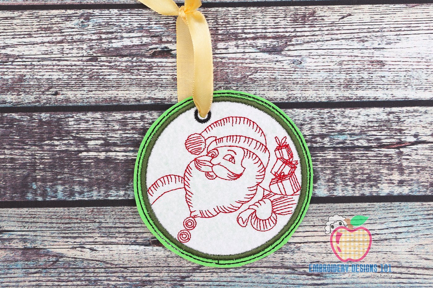 Santa Claus Carrying Gift Bag Ornament Embroidery