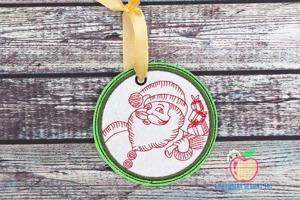 Santa Claus Carrying Gift Bag Ornament Embroidery