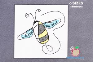 Cute Little Bumble Bee Sketch Embroidery