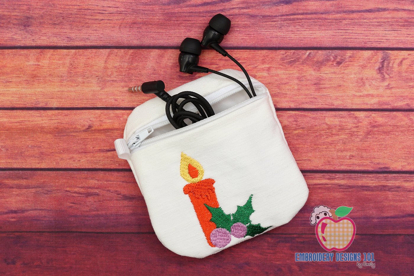 Christmas Candle In The Hoop Zipper Bag 4x4