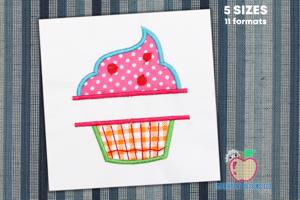 Cupcake With Name Space Applique Embroidery Design