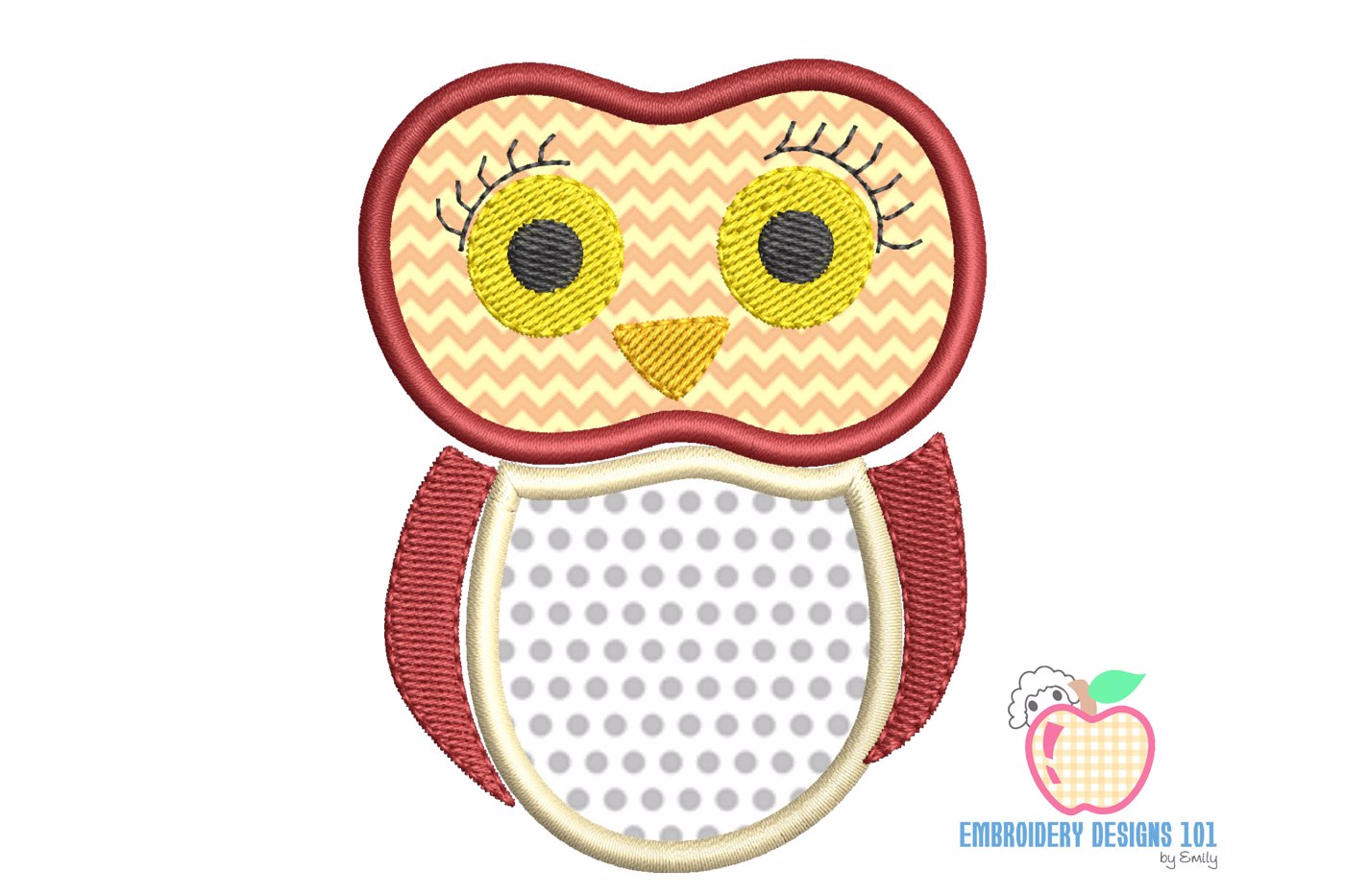 Cute Cartoon Owl Applique Design