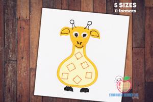 The Cartoon Of Giraffe In Yellow Applique