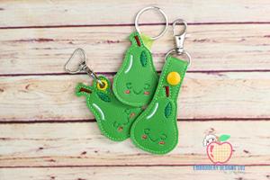 Character Pears with Leaves In The Hoop Keyfob