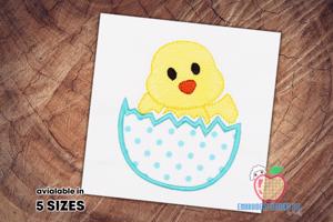 Chick with Wagon Eggs applique Design