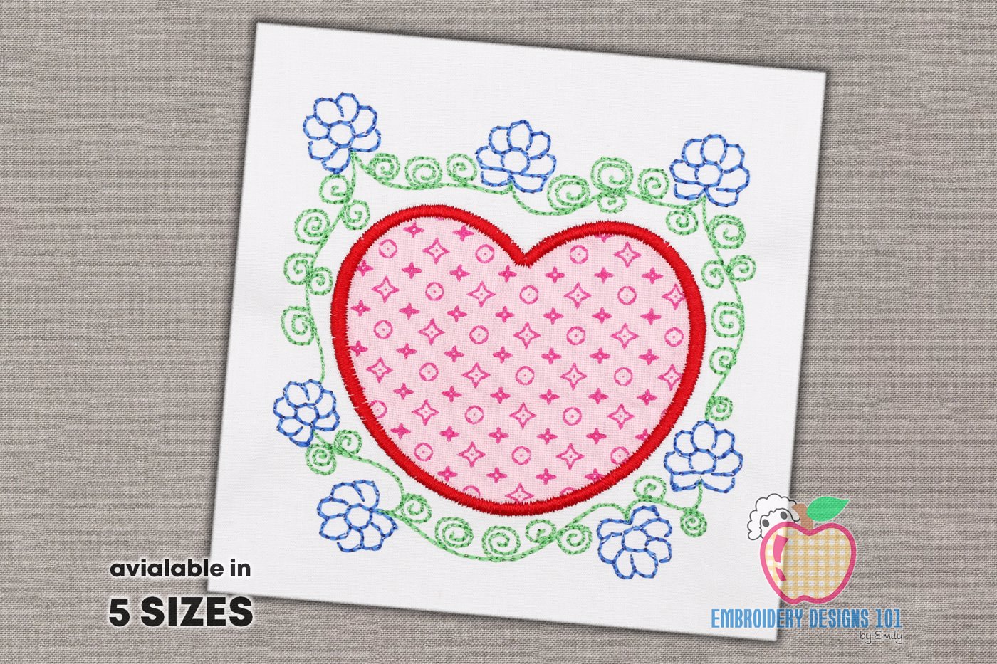 Scalloped Heart Frame Valentine Embroidery Design