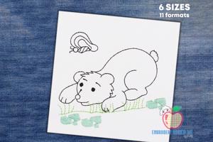 A Bear On The Grass Quick Stitch
