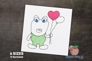 A Love Cartoon With Balloons Quick Stitch