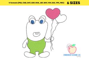A Love Cartoon With Balloons Quick Stitch