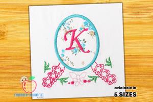 Floral frame with place for text Applique pattern