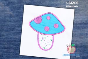 Pink Mushroom Embroidery Applique