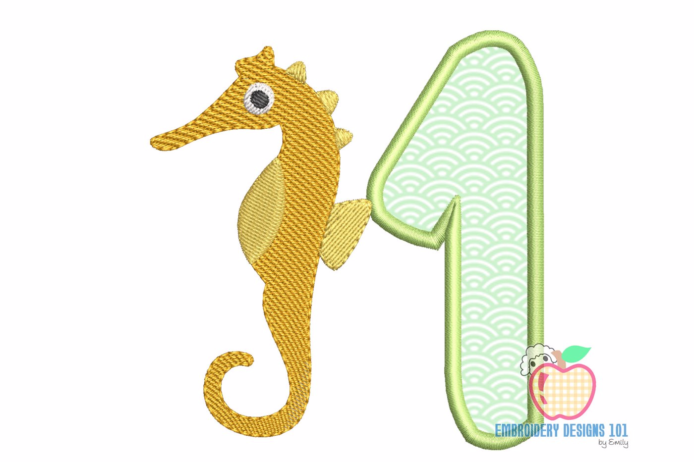 A Small Baby Seahorse Near One Embroidery Applique