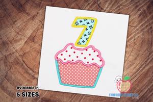 7th Birthday with Cupcake Applique Design