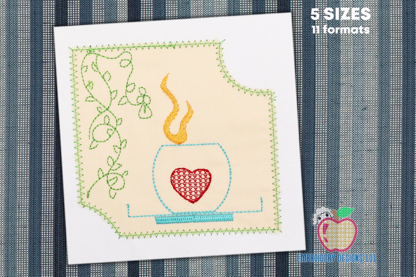 Cup Of Coffee With A Heart On It Applique