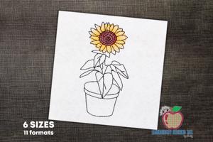 Sunflower in Pot Sketch Embroidery